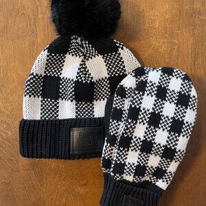 NWOT Love Your Melon Buffalo Plaid Hat & Mitten Set